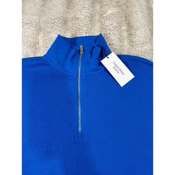 Calvin Klein Jeans Women's Waffle Knit Blue  3/4 Zip Long Sleeve  Size Small - Picture 7 of 14